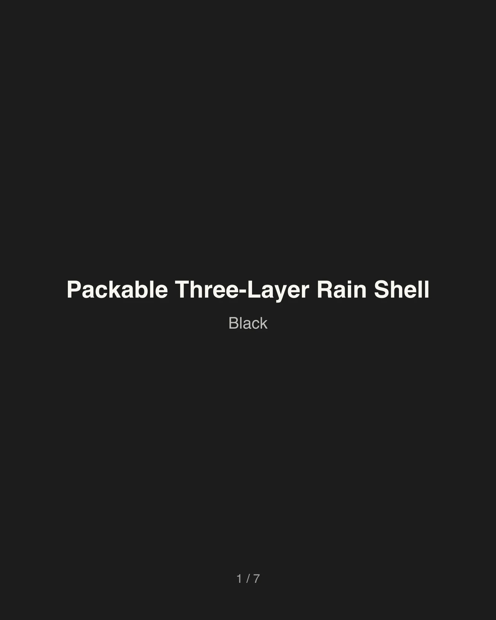 Packable Three-Layer Rain Shell in Black